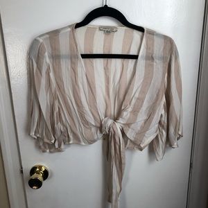 American Eagle — front tie crop top — S